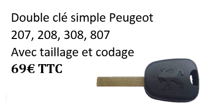 clé simple peugeot 207 208  - La Clé Auto - Spécialiste de la